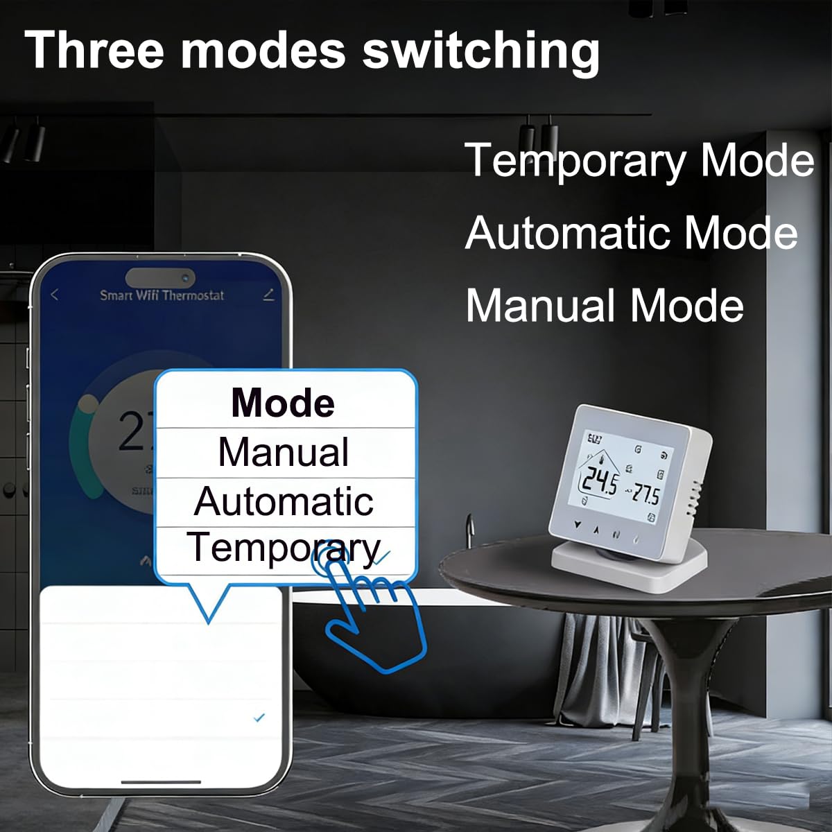 Termostato de ambiente Wi-Fi con control digital de calefacción central, compatible con Alexa para Google Assistant para Tuya para calefacción por suelo radiante de gas y agua caliente