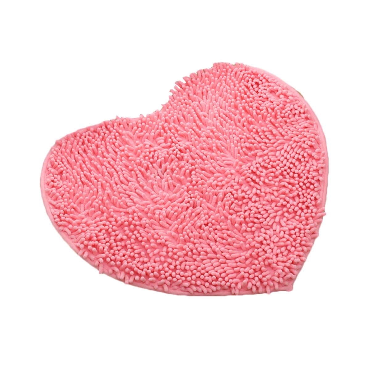 Felpudo de Corazón de Chenilla Rosa Ciieeo, Alfombra Absorbente para Entrada