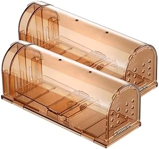 Humane Mouse Traps for Indoors Outdoors, Smart Mouse and Rodent Trap, No Kill The Mice, Pets & Children Friendly, Live Catch Release, Highly Sensitive & Secure. Washable Reusable Easy to Clean (Brown)