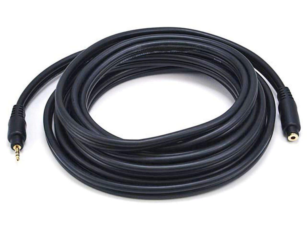 Monoprice 105589 15' Premium 3.5mm Stereo Male to 3.5mm Stereo Female 22AWG Extension Cable, Black