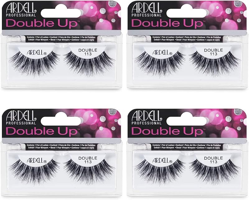 Cílios postiços Ardell Double Up 113 com volume dramático, reutilizáveis, pacote com 4