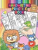  Handwritting Practice Book: Animal Numbers - Fine Motor Skills- Coloring Book Tracing Numbers 1 - 10 - Kindergarten And Preschool Preparation - For Girls Age 4-6