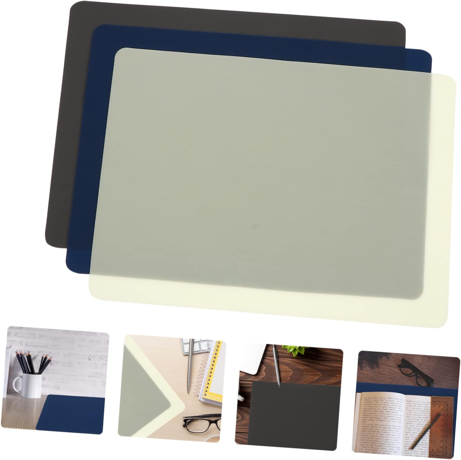 TEHAUX 3pcs Non-Skid Silicone Table Mats for Painting and Writing Random Colors for Study Exam Practice and Arts Crafts