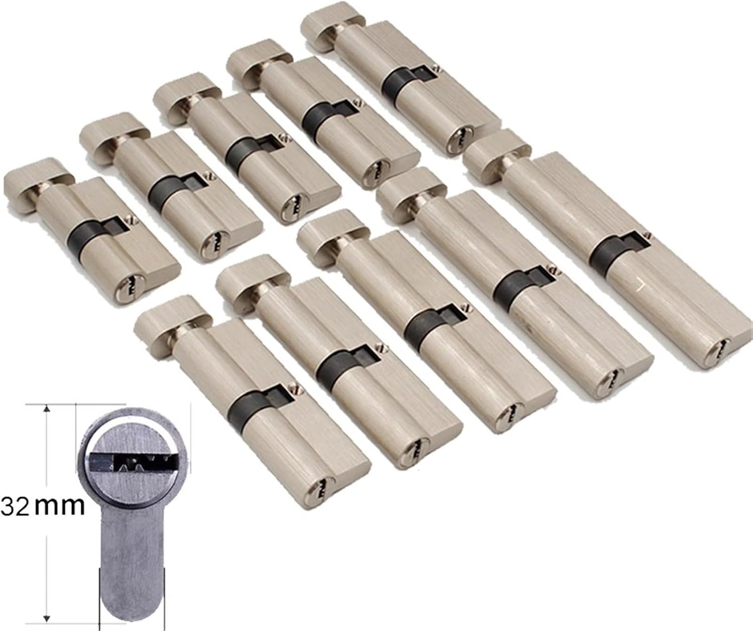 Door Lock Cylinder Cores 5keys Height 32MM with One Side Interior 1Pcs(Length 120mm)