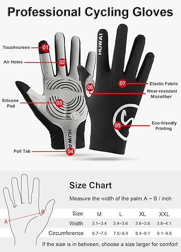 Miniatura 6 de Guantes de ciclismo acolchados de dedo completo, guantes de bicicleta de montaña, guantes de MTB transpirables para hombres y mujeres