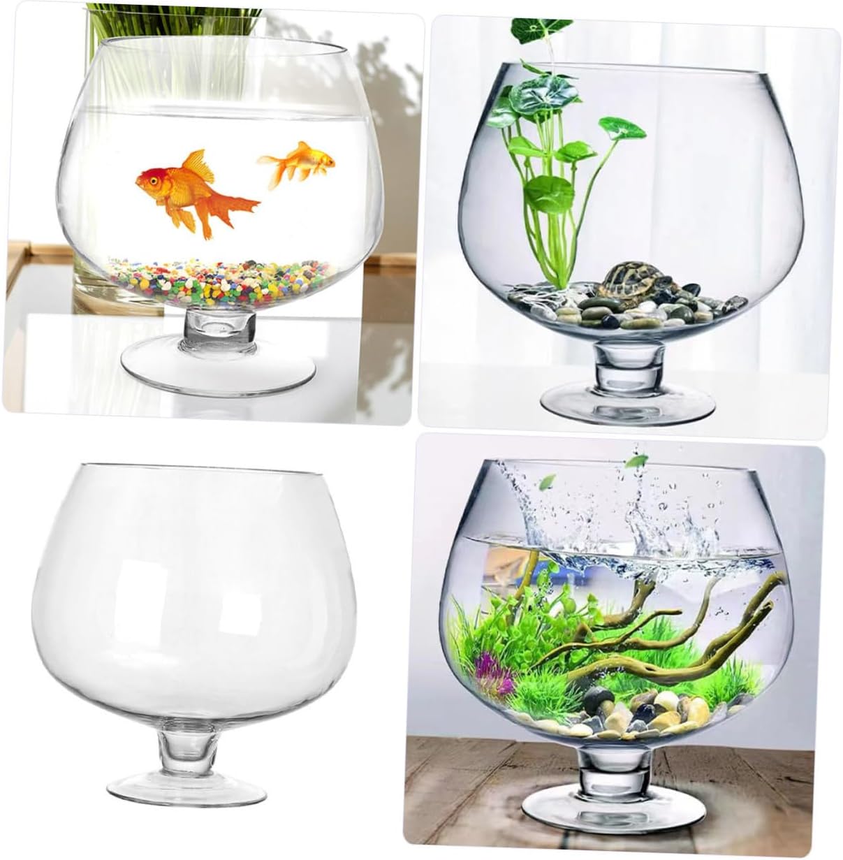 Glass Fish Bowl Vase 5000ml Betta Fish Tank Hydroponic Plant Pot Goblet-Shaped Small Aquarium for Desktop Decoration and Office Use