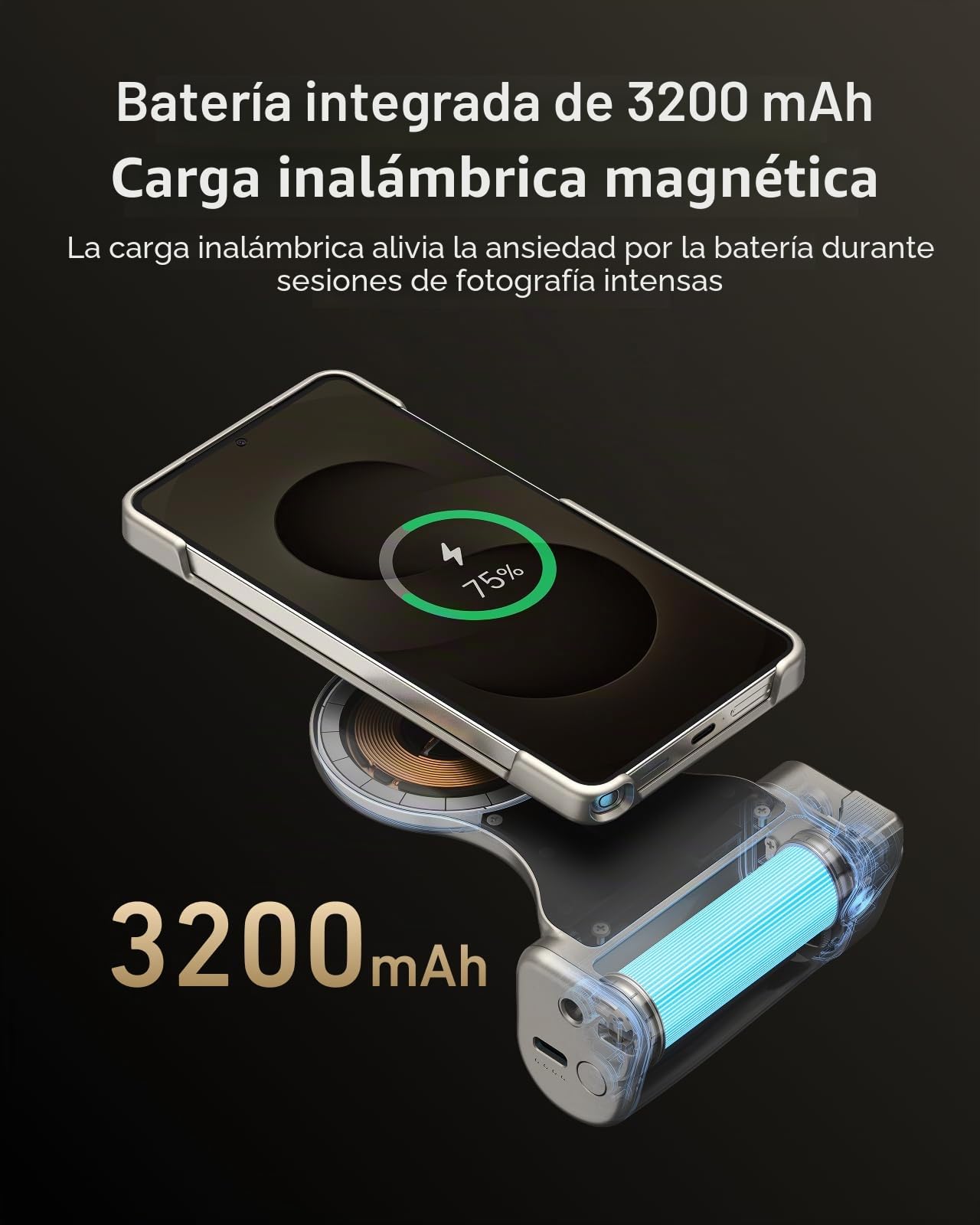 TELESIN Kit Grip Magnético Master para Samsung Galaxy S26 Ultra, Grip Cámara con Batería 3200mAh, Filtro ND16, Flash 10X con Pre-Flash y LED, Carga Inalámbrica, Empuñadura Estilo DSLR