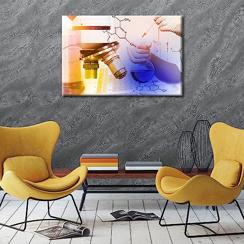 Image of TUMOVO 1 Pieces Clinical Laboratory Black and White Wall Art Medical Artwork Wall Decor for Bedroom Scientific Experiments Wall Art Print on Canvas Framed Ready to Hang (16 inch Wx24 H)