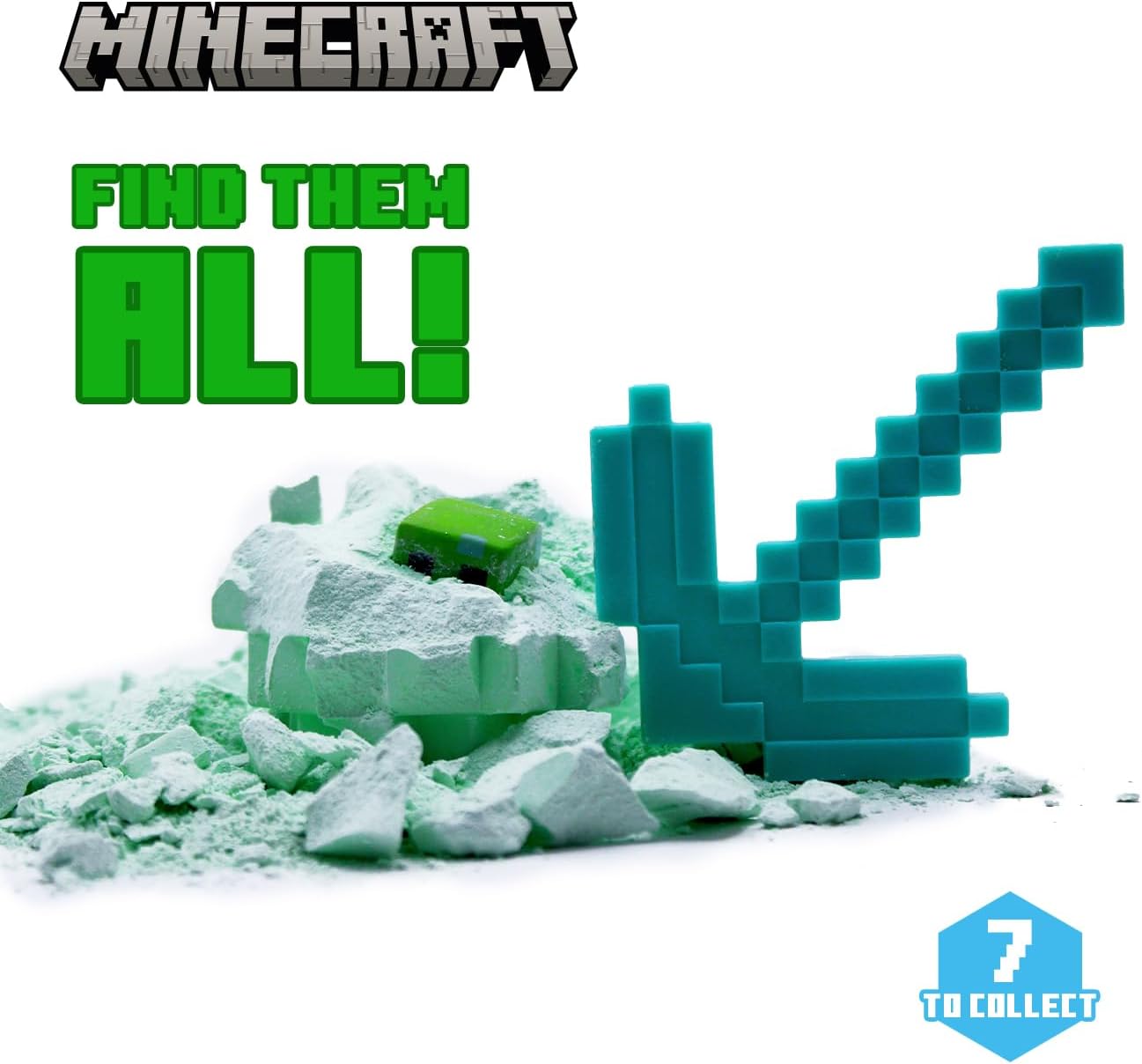 Minecraft Mine Kit – Dig Your Own Mystery Block with Mini‑Figure, Iron Pickaxe, Water‑Soak Mining Activity, Collectible Gold‑Plated Creeper (1‑in‑48), Gift for Kids 3+ - Image 4