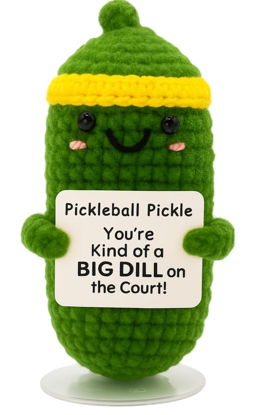 Pickleball Pickle Crochet with Stand. Handmade Pickle Lovers Gift for Women, Friends, Family, Co Workers. Birthday Gifts. Best Friends