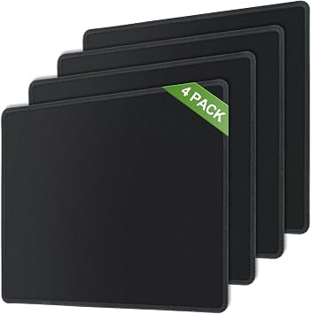 4 Mouse Pad Stitched Edges Premium-Textured Mouse Pads Mat Non-Slip Rubber Base Mousepad for Laptop, Computer & PC, 10.1 x 8.2 inches Black
