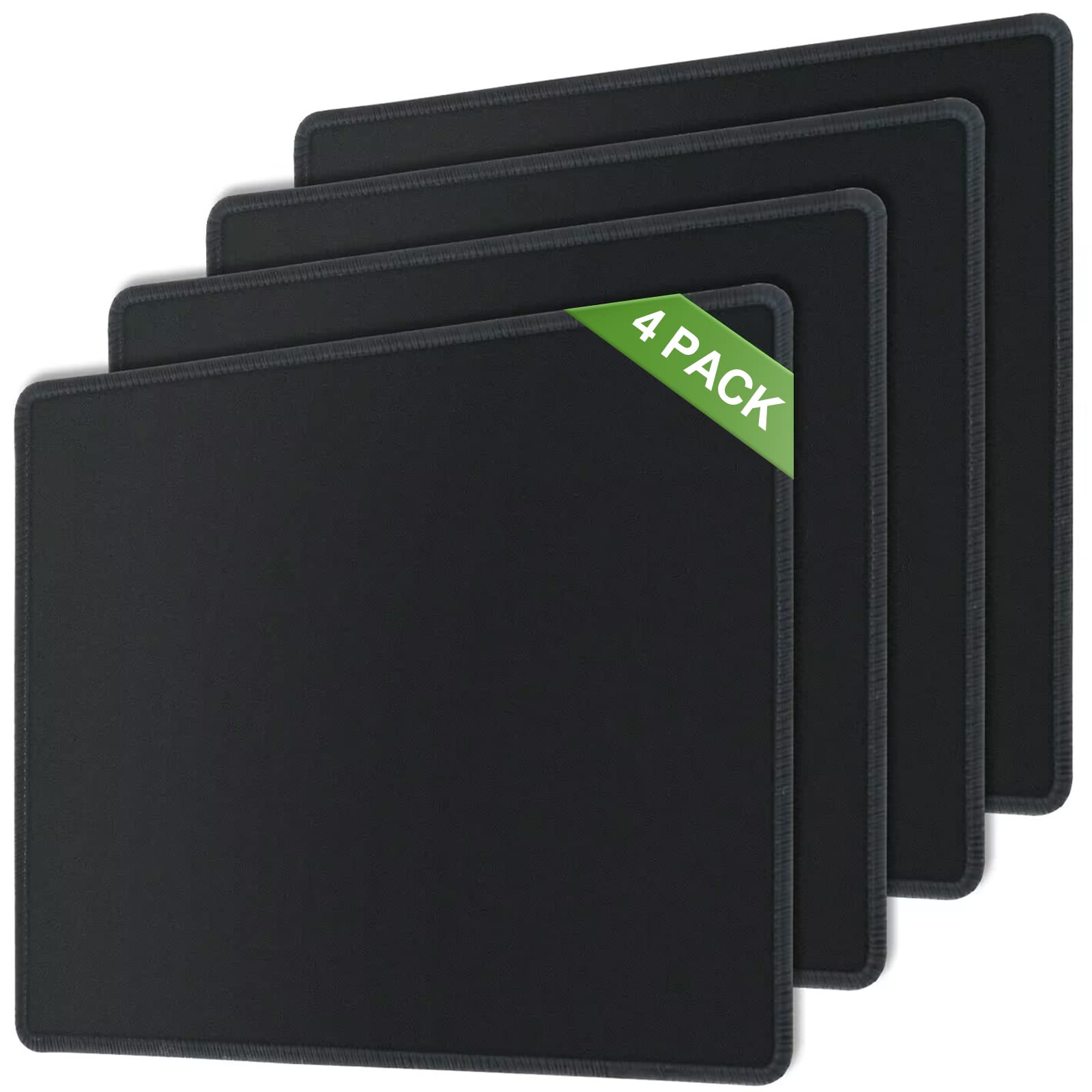 4 MOUSE PAD STITCHED EDGES PREMIUM-TEXTURED MOUSE PADS MAT NON-SLIP RUBBER BASE MOUSEPAD FOR LAPTOP COMPUTER & PC 10.1 X 8.2 INCHES (BLACK)