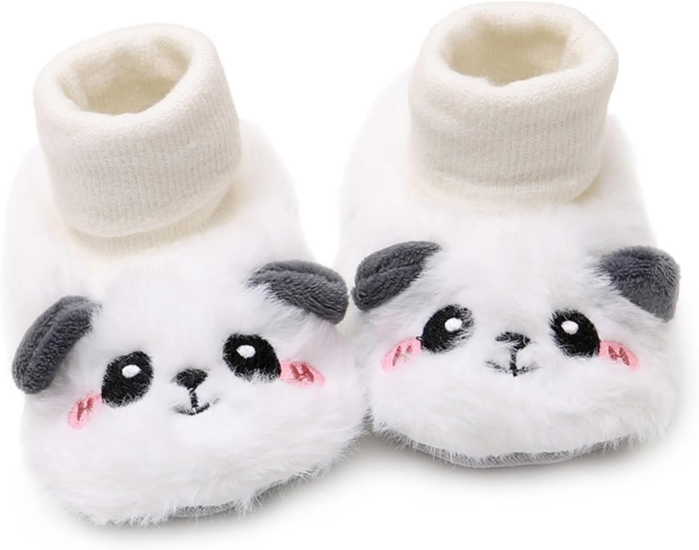 Baby Boys Girls Cotton Booties Soft Sock Boots, White, 6-12 Months | Cute Cartoon, Non Skid, Infant Newborn, First Walker, Crib Shoes