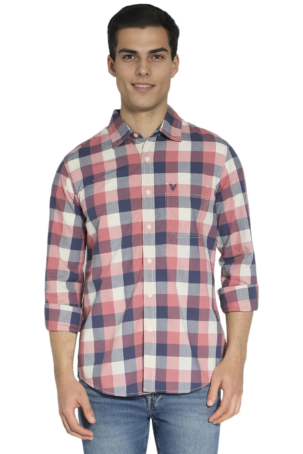 Men Multi-Colored Slim Fit Plaid Poplin Everyday Button-Up Shirt