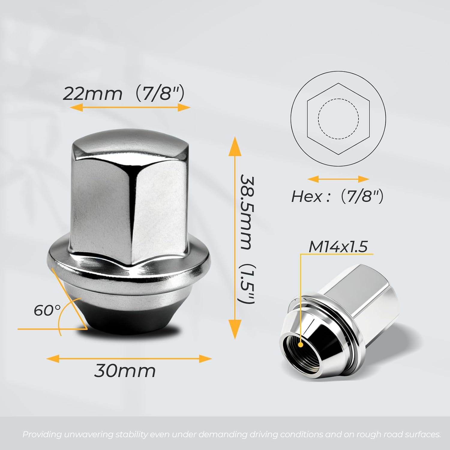 24pcs M14x1.5 Lug Nuts for Dodge Durango 2011-2024, for Ram 1500 2012-2025, for Ram 2500/3500 2014-2024, for Jeep Grand Cherokee 2011-2024, Replace# 611-330 6509422AA
