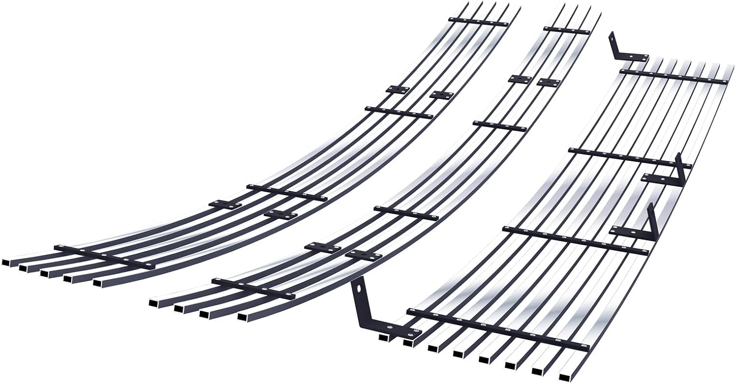 HD Ridez Premium Stainless Steel Chrome 8x6 Horizontal Billet Front Grille Grill Insert Combo Compatible with Scion XB 2003-2007 Main Upper Lower Bumper HDR-GRTC2022S