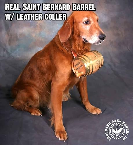 Miniatura 6 de St Bernard - Collar de barril de whisky para perro, Favourite Drink is a Growler, dispensador de barril de roble de 12 litro para perros San