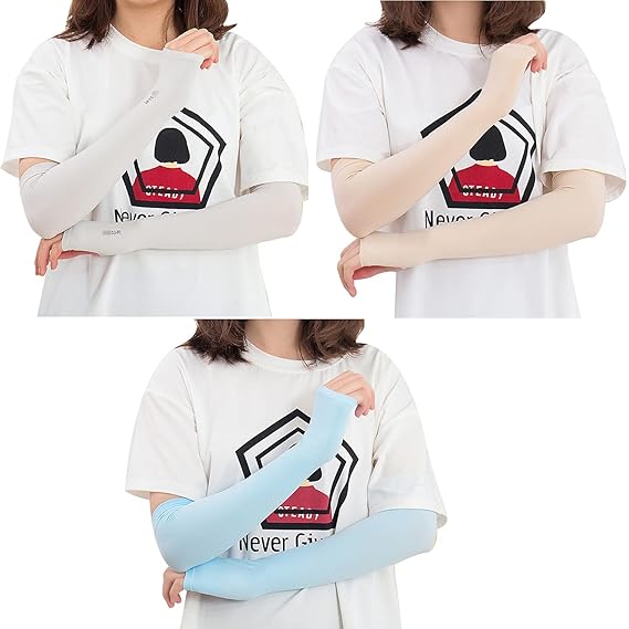 FEELING MALL Full Hand Gloves arm Sleeves Fingerless Protection Against Sun Dust & Pollution for Men & Women Thumb hole Arm Sleeves for Driving Sports UV Protection gloves