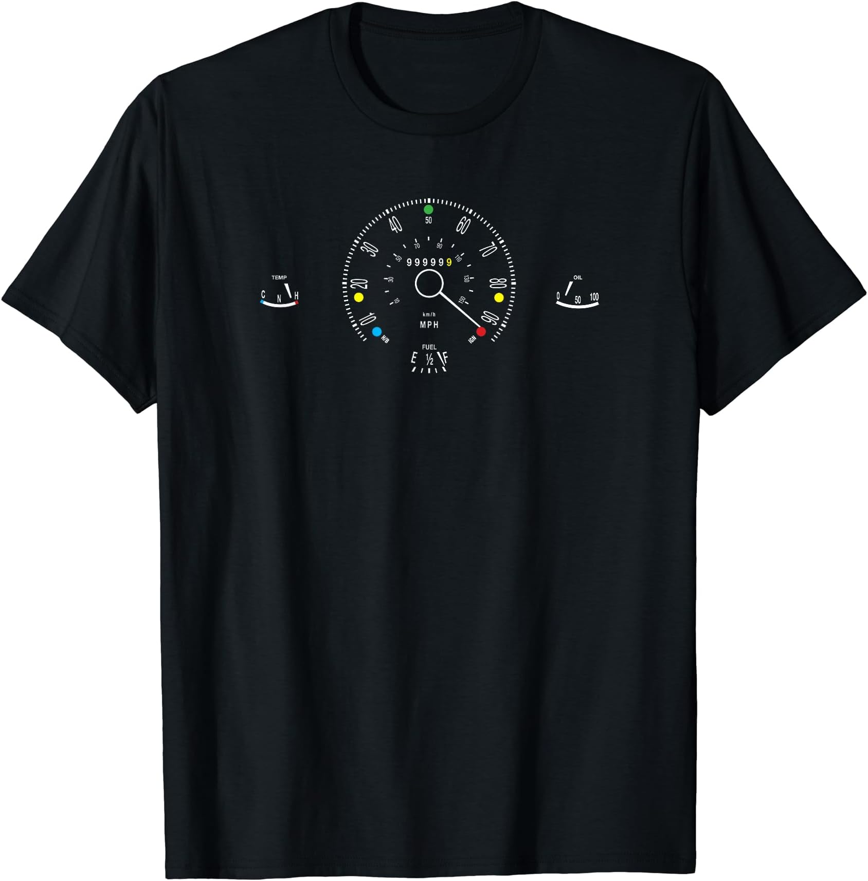 Classic Rally Car Speedometer Water & Oil Pressure Gauges T-Shirt