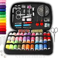 Kit de Costura Completo com 96 Peças – Linhas, Agulhas e Acessórios para Reparos com Estojo Preto