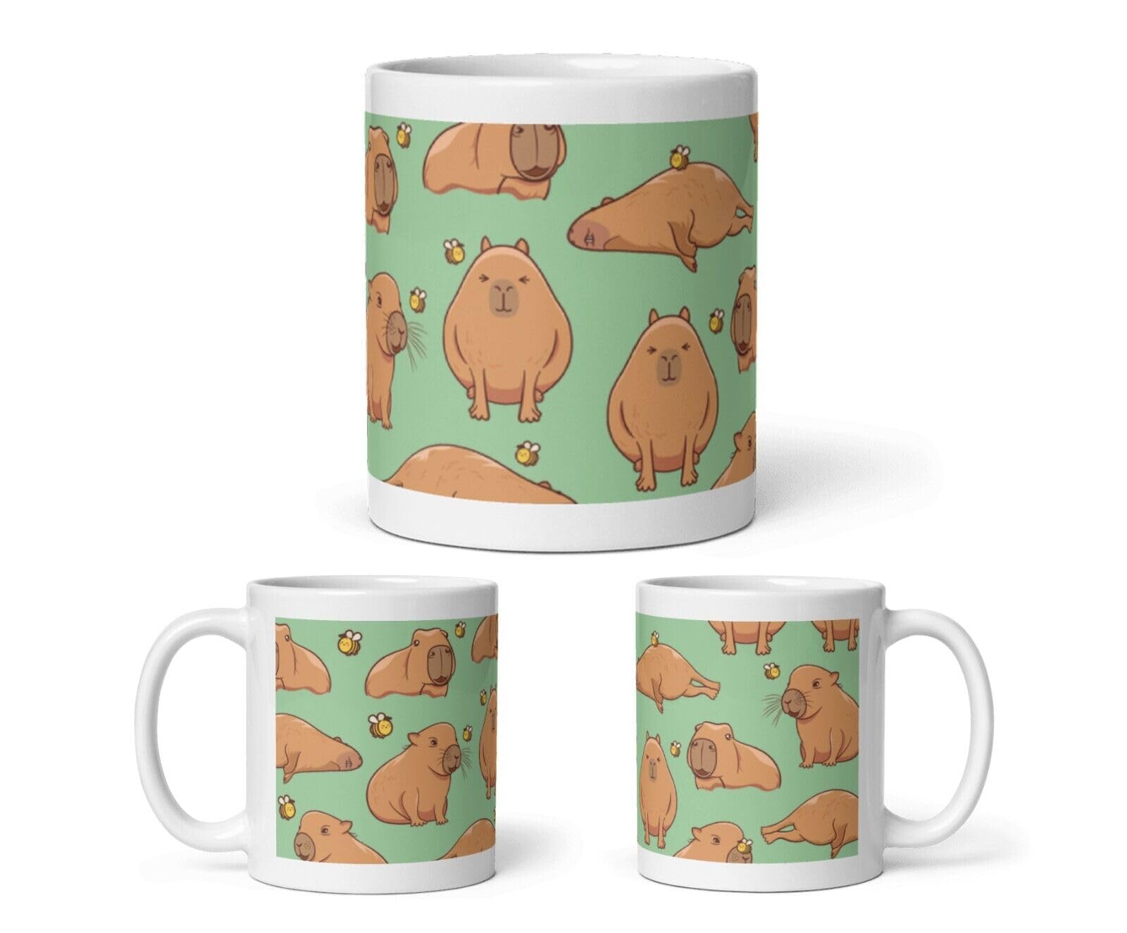 BALAJITRADE 1 x Capybara Mug - Rodent Pets Animal Pup Bees Cartoon Pattern Cup Gift Printed Coffee and Tea Ceramic Mug- 11OZ Ceramic Coffee Mug 6125