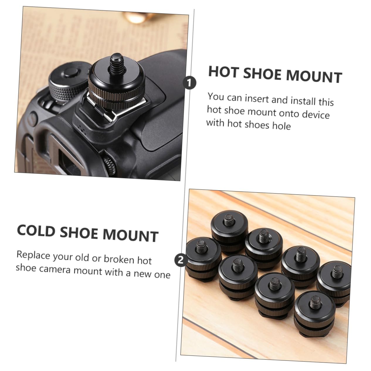 Housoutil Tripod to Camera Mount Adapter 4 Pack Hot Shoe Mount 1/4 Inch Threaded Screw Compatible Cameras Led Lights Microphones