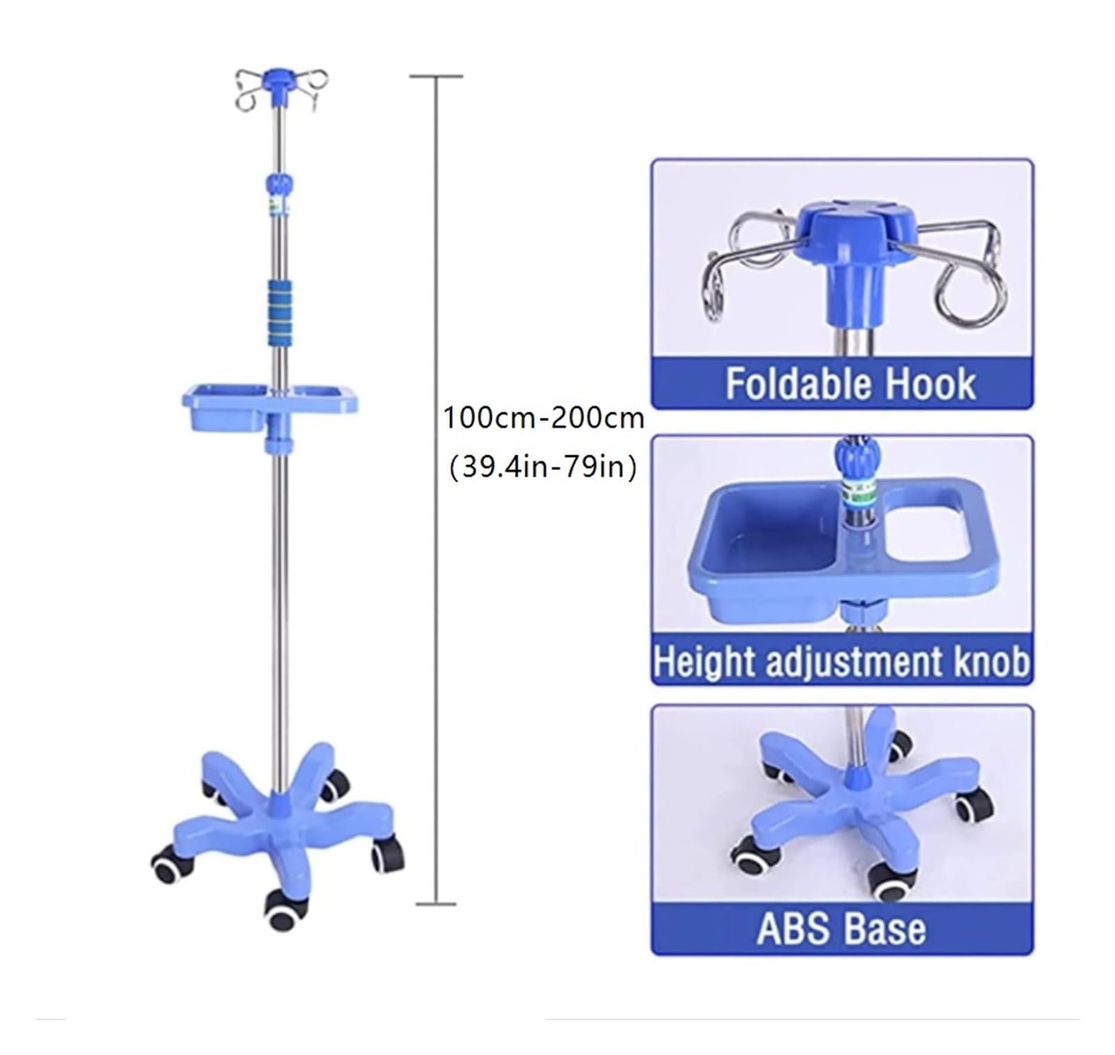 Soporte rodante for portasueros médico portátil Soporte para suero