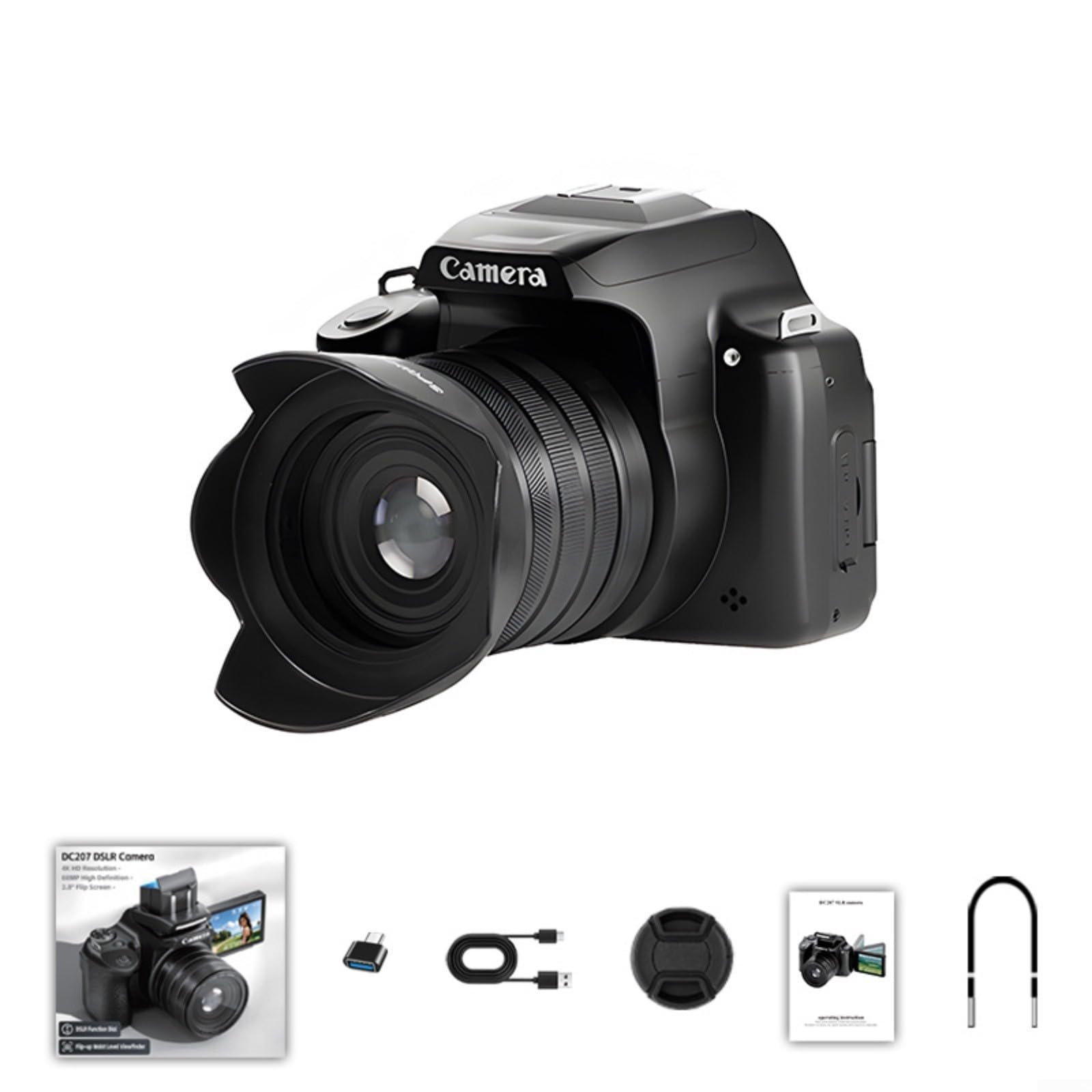 Fotocamera digitale da 68 MP con video 4K 60 FPS, zoom 28X e schermo flip per vlogging selfie, HD ricaricabile di tipo C per kit videocamera (specchio polarizzatore fotocamera)