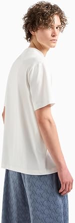 Armani Exchange Men's Large Central Stacked Ax Logo with Armani Exchange Milano New York Text Surrounding Regular Fit Tee