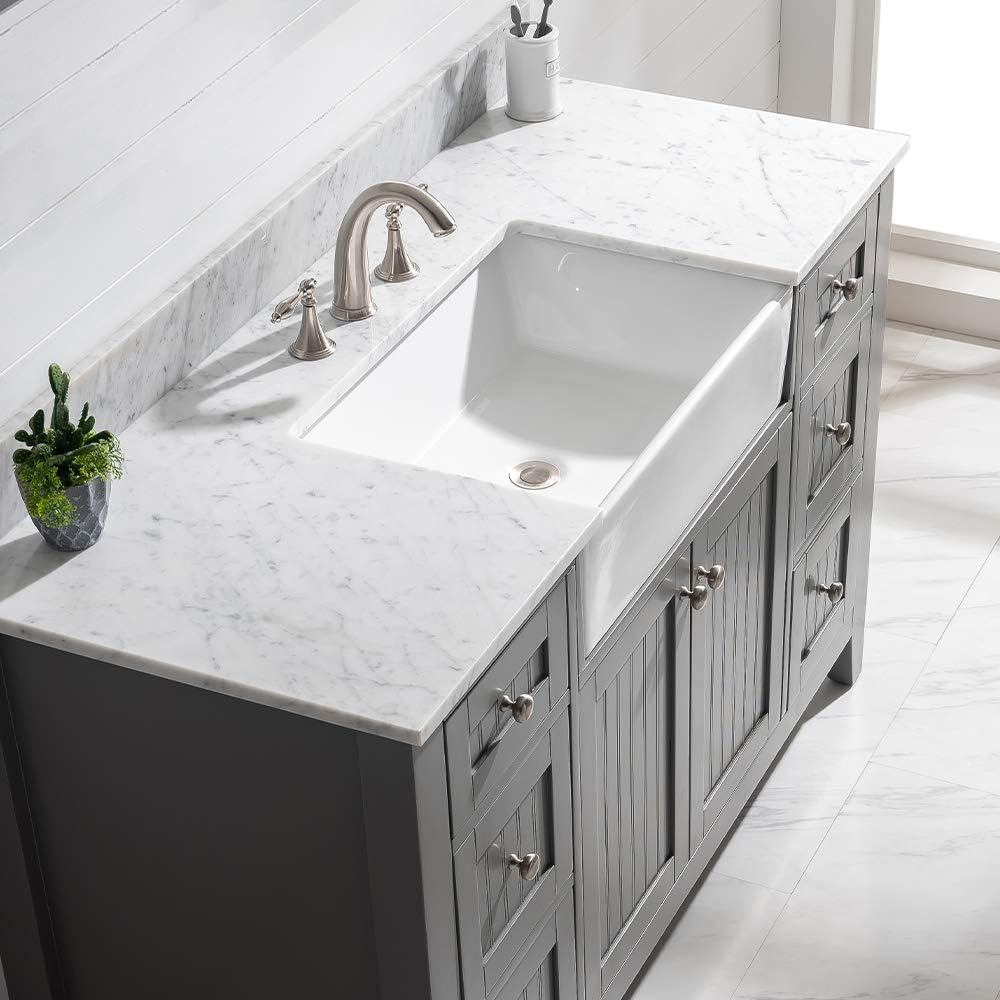 Buy Luca Kitchen Bath Lc54vgw Balboa 54 Single Bathroom Vanity Set In French Gray With Carrara Marble Countertop And Farmhouse Sink Online In Indonesia B08hsstrmt