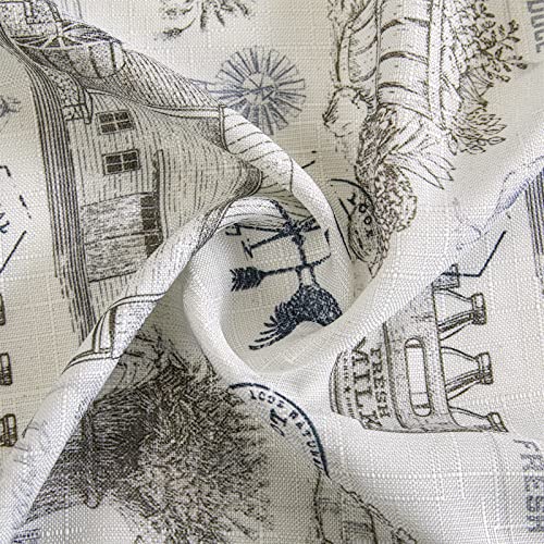 Estmy Rustic Farmhouse Linen Kitchen Valances For Windows Living Room Bedroom Bathroom 18’’L X 52’’W Rod Pocket, Light Filtering Vintage Country Cottage Farm Valances Curtain Topper In Beige/Gray #TOP3