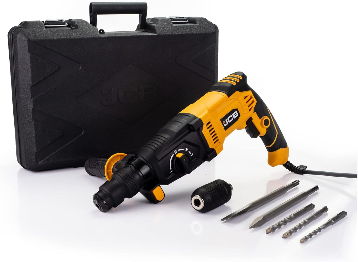JCB 1050w Rotary Hammer Drill, 240v, AntiVibration & Multi Position