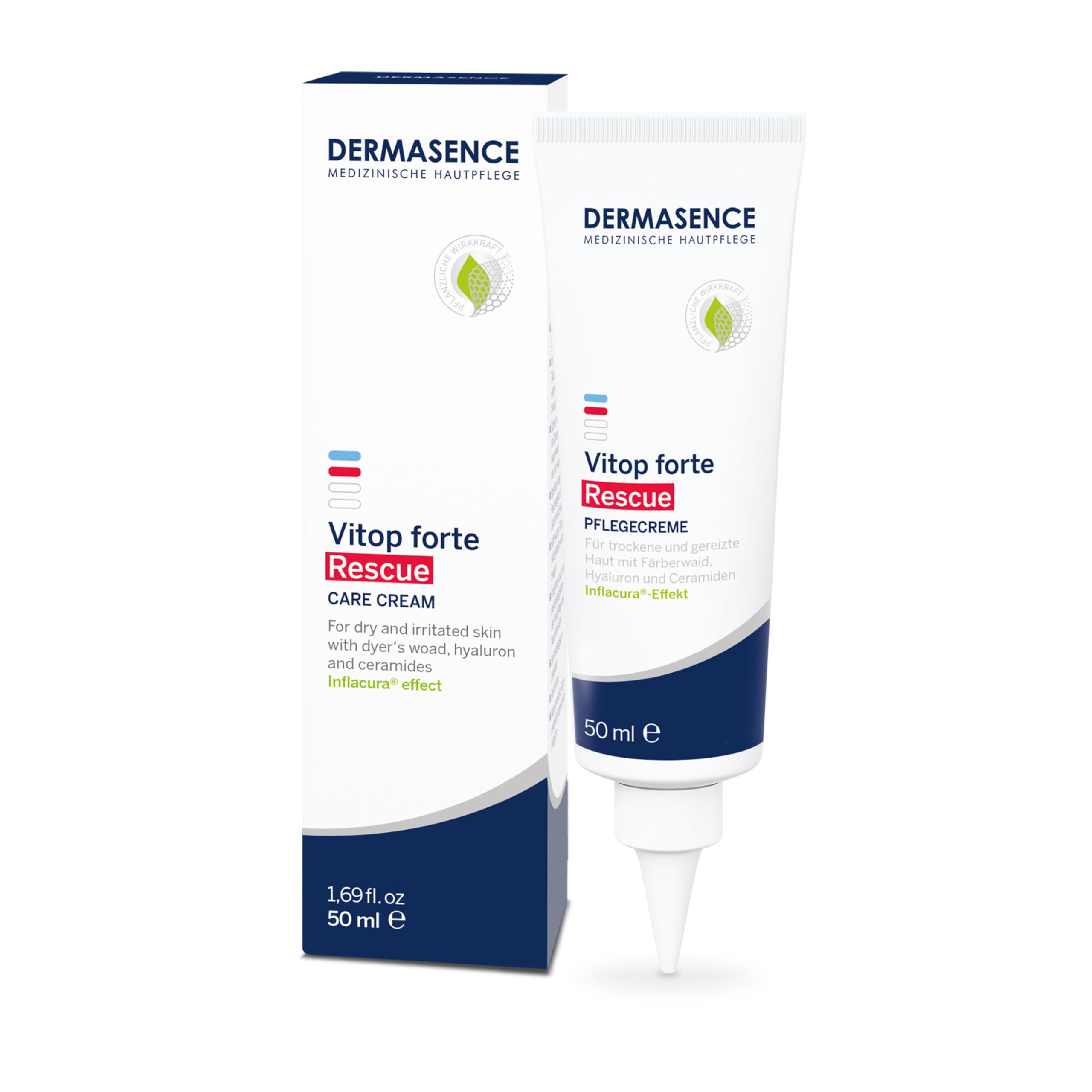 DERMASENCE Vitop forte Rescue Pflegecreme, 50 ml – Creme bei juckender & extrem trockener Haut, beruhigt sofort gereizte Stellen, vegan, ohne Parfum, für Neurodermitis, Hände, Gesicht & Körper