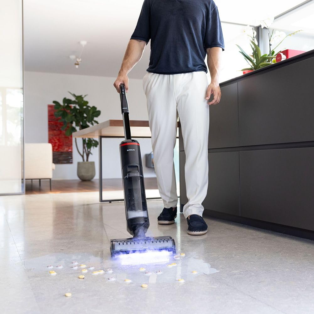 Aspirador Limpiador a Vapor Vapor 450W 21,6V 14 kPa Polti ROLLYSTEAM WD40C Cordless | 71dB, Blanco, Rojo