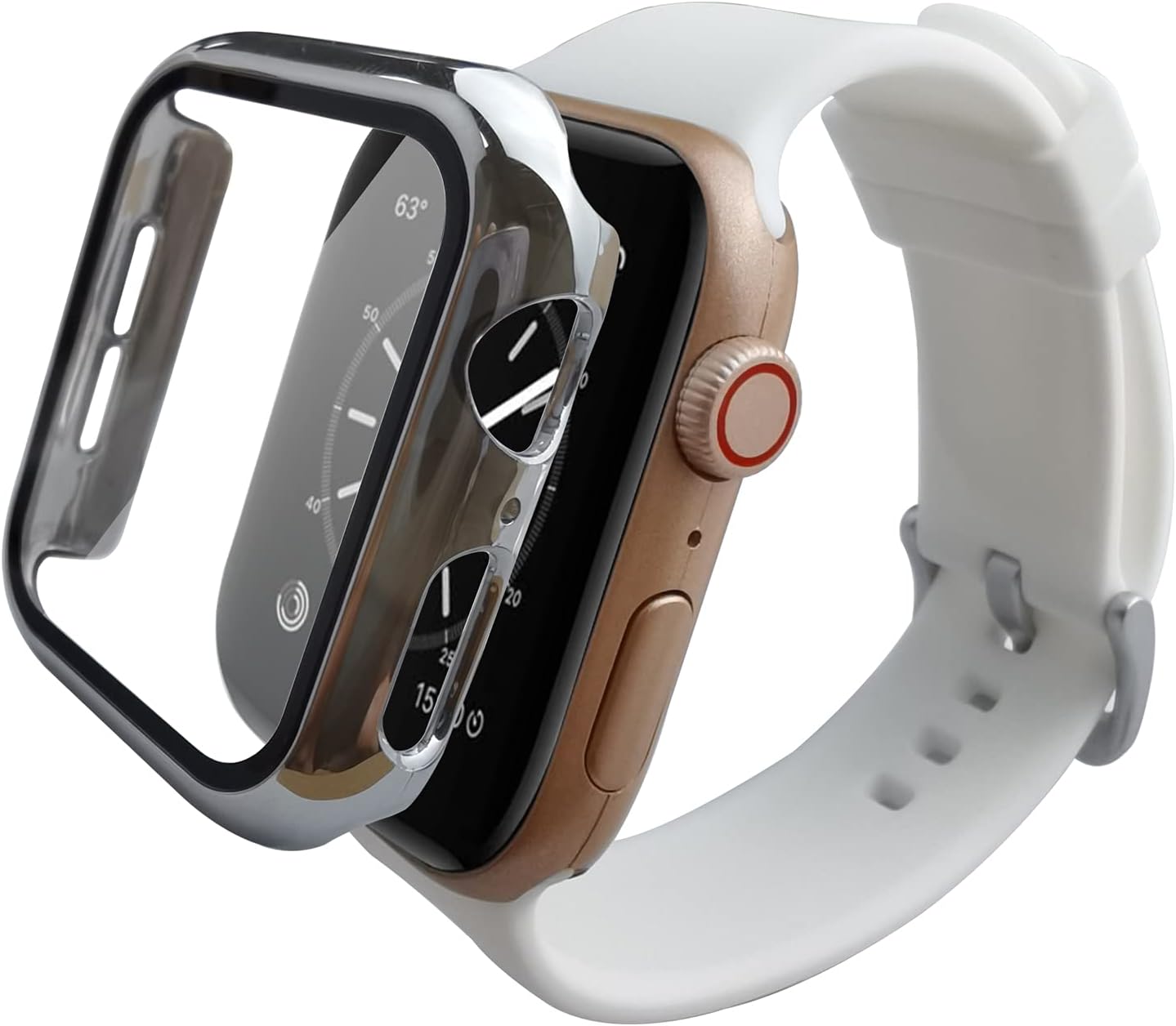 iTecFreefor Apple Watch Case with Screen Protector,PC Hard Bumper Cover Built-in Tempered Glass Screen Protector 360 Full Body Protective Cover for iWatch SE Series 6 5 4 (Silver/White,40mm)
