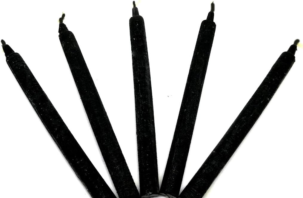 Sandhya Candles Spell Paraffin Wax Candles: Small Taper Candle, Pagan, Wicca, Altar, Or Healing (Black, 4 inch X 10 mm, Sanlax, 25)