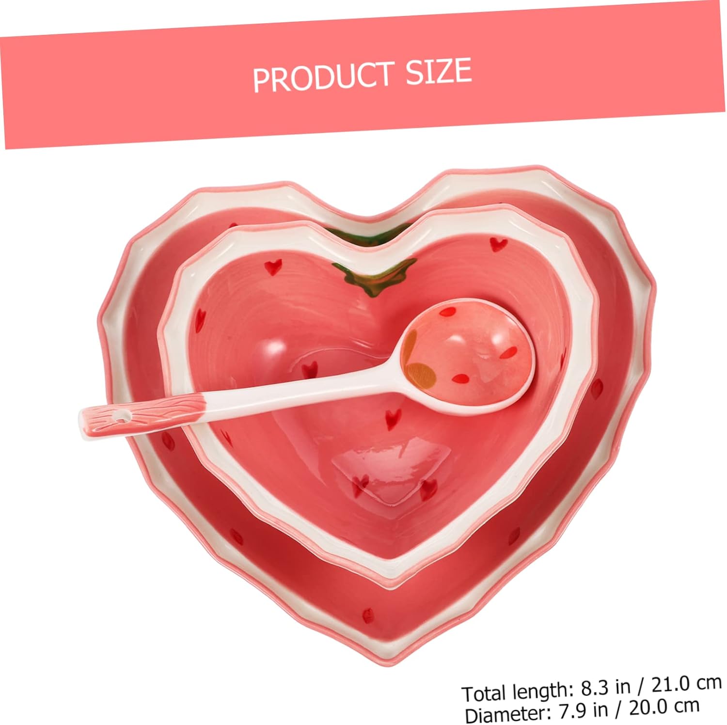 GLEAVI 1set Strawberry Serving Bowls and Spoons Multi-functional Food Presentation for Home and Restaurant Elegant Salad and Dessert Tableware Wear-resistant Kitchen Essentials