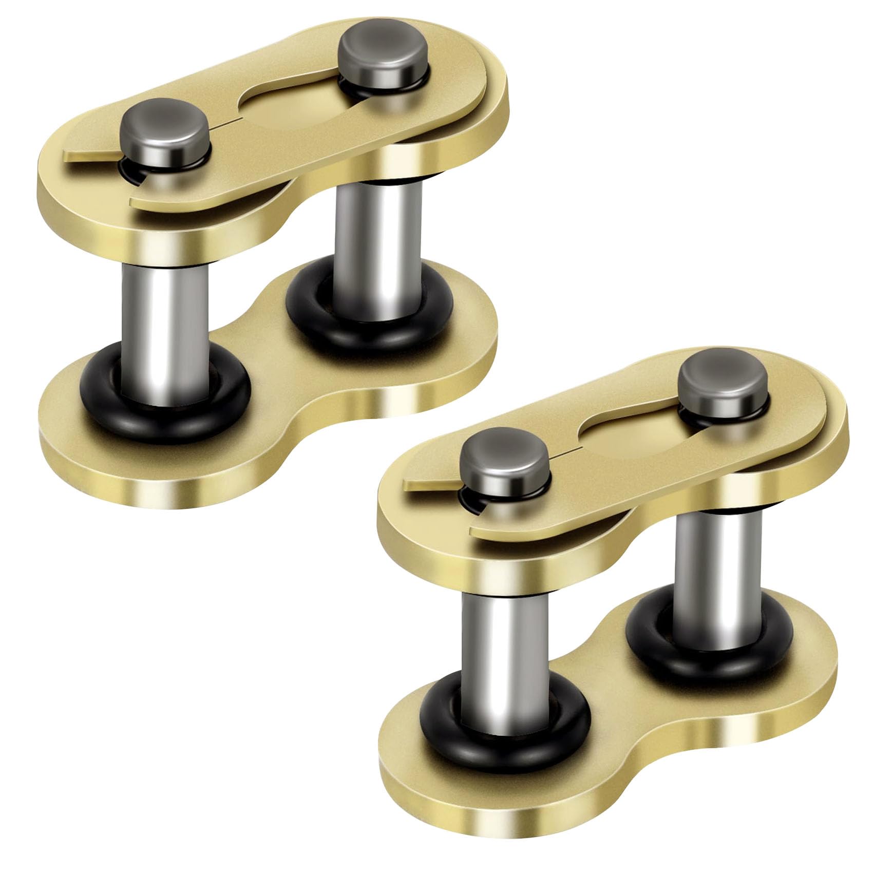 #520 Chain Master Link 2 Pack, Gold 520 O-Ring Motorcycle Chain Connecting Link, Heavy Duty Roller Chain Connector Links for Motorcycle Dirt Bike ATV Quad Pitpro Agricultural Machine Tractors