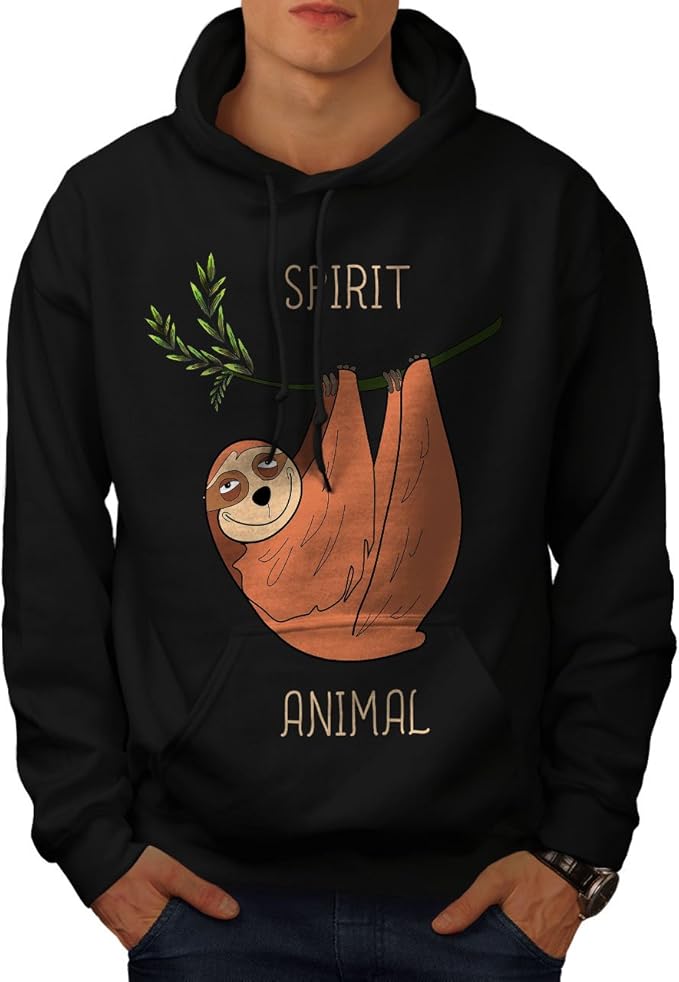 Amazon.com: wellcoda Sloth Spirit Animal Mens Hoodie, Cute Hooded 