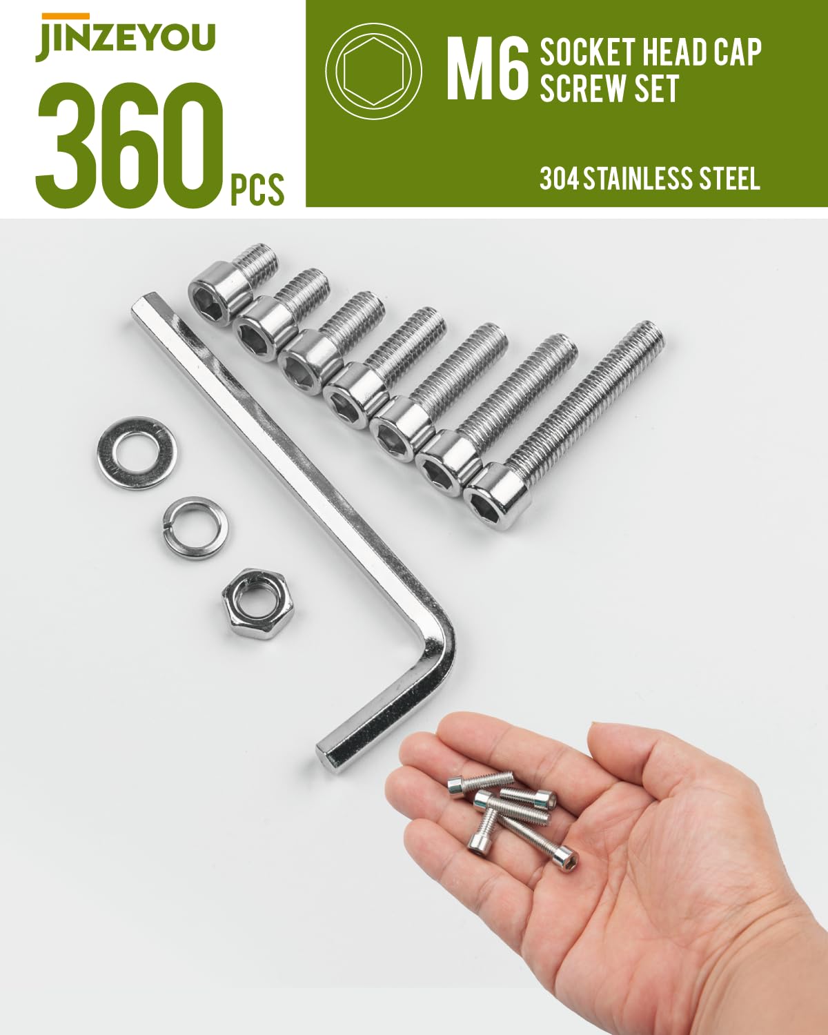 360 Pcs M6 Nuts and Bolts, Hex Socket Head Cap Screws Bolts and Nuts, Stainless Steel Machine Screws Bolts Set - Image 4