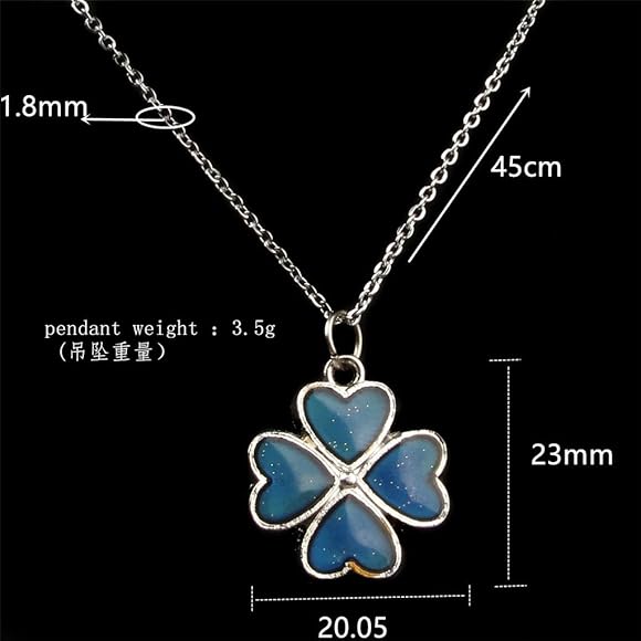 【ノーブランド 品】色の変化 四つ葉のクローバー ネックレス 水晶 サーモ 気分ペンダント
