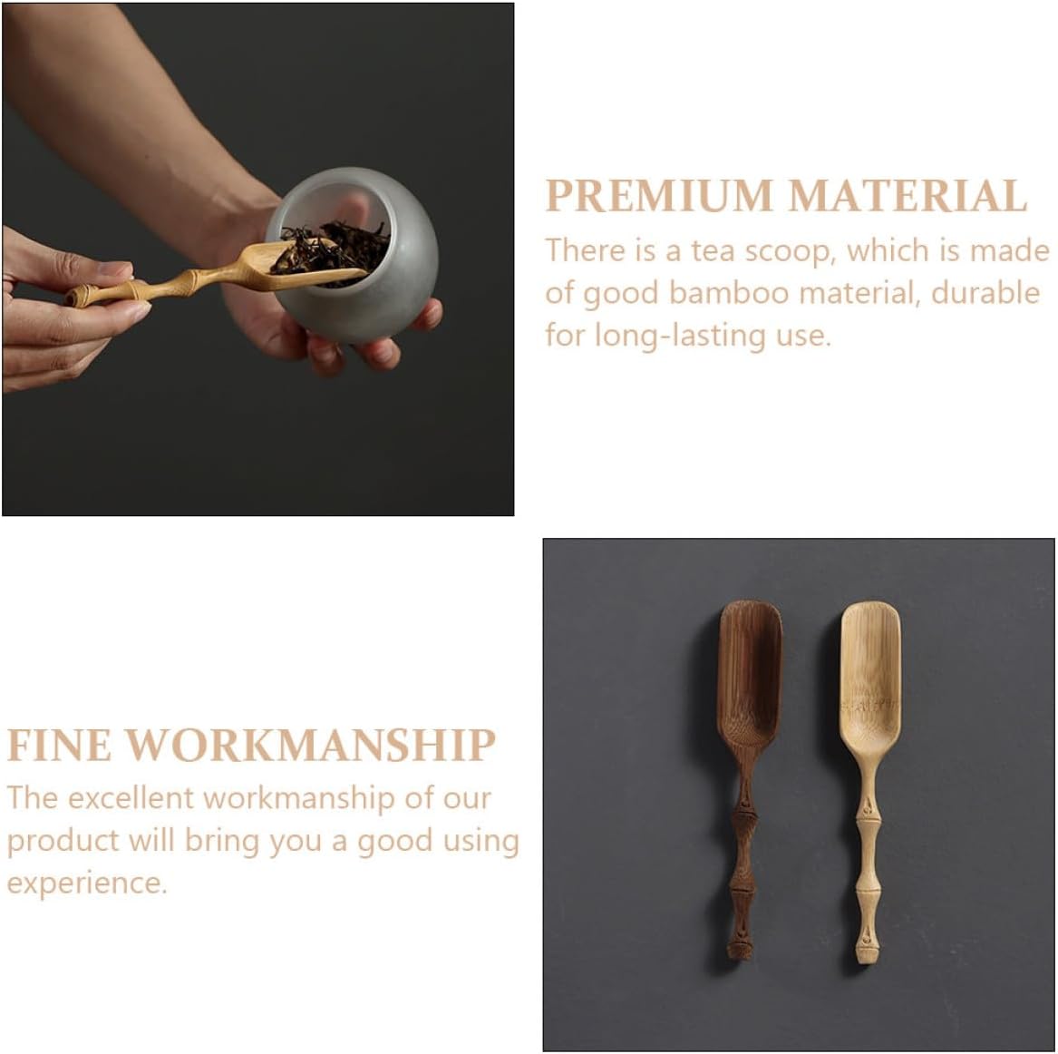 Carved Tea Scoop Simple Design Practical Tea Leaf Spoon Flour Salt for Home Office Restaurant Use