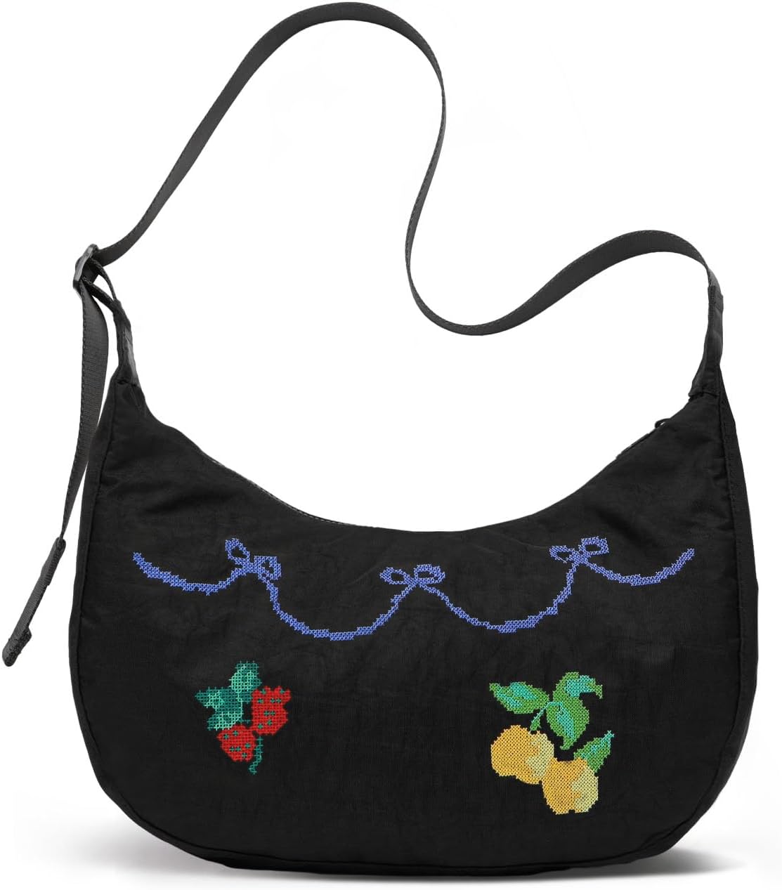 Medium Nylon Crossbody Crescent Bag: Slouchy Style Shoulder Casual with Adjustable Strap