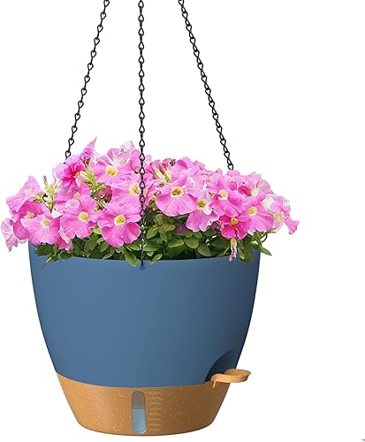Miniatura 23 de ZMTECH Macetas colgantes de 12 pulgadas para plantas de interior y exterior, 1 paquete de macetas colgantes de riego automático con agujeros