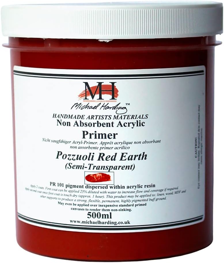 Michael Harding, Non-Absorbent Acrylic Primer, Pozzuoli Red Earth, 500ml, NAAPPRE5