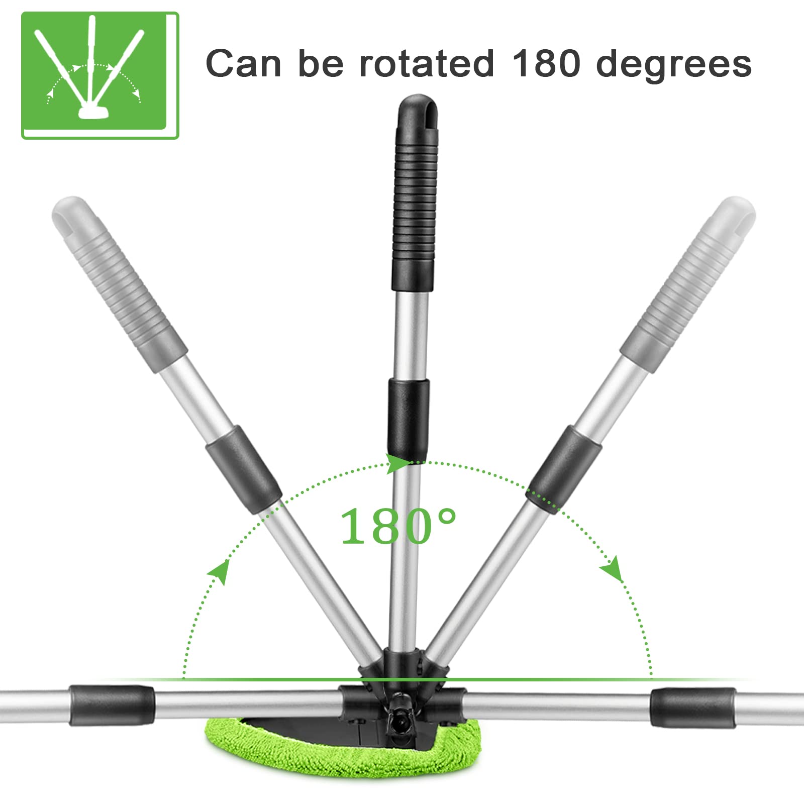 Paquete de 2 herramientas de limpieza de parabrisas, limpiador de ventanas de automóvil de microfibra para limpieza automática de ventanas con mango desmontable, 6 almohadillas de microfibra 2
