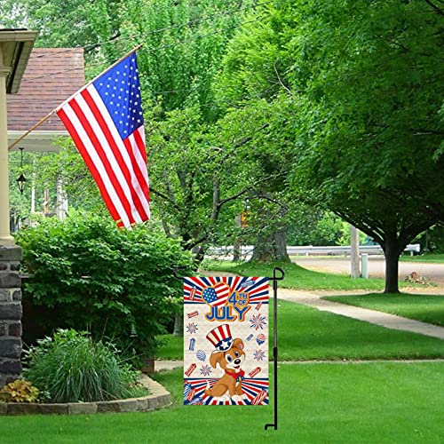 Flax Polyester Double Sided Adorable Dog Design Garden Flag, 12X18 Inch, Outdoor Front Porch Decor, Perfect Memorial Day And 4Th Of July Decorations, Vibrant Colors, Yard Flags For Pet Lovers (Dog) #TOP4