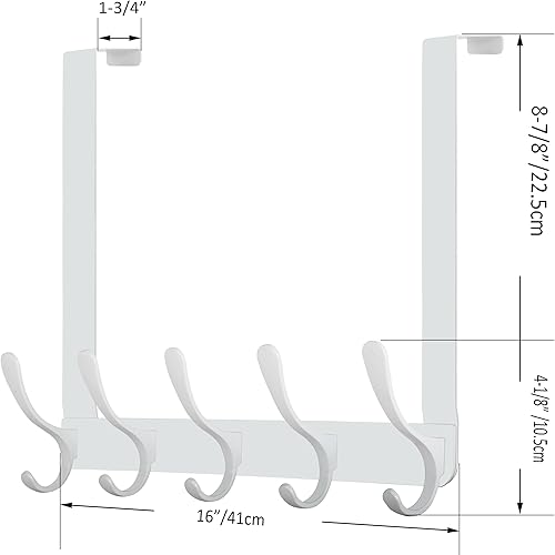 Miniatura 6 de WEBI Gancho para colgar sobre la puerta, 5 ganchos para abrigos, toallero sobre la puerta, perchero para colgar toallas, ropa, baño, blanco, 2