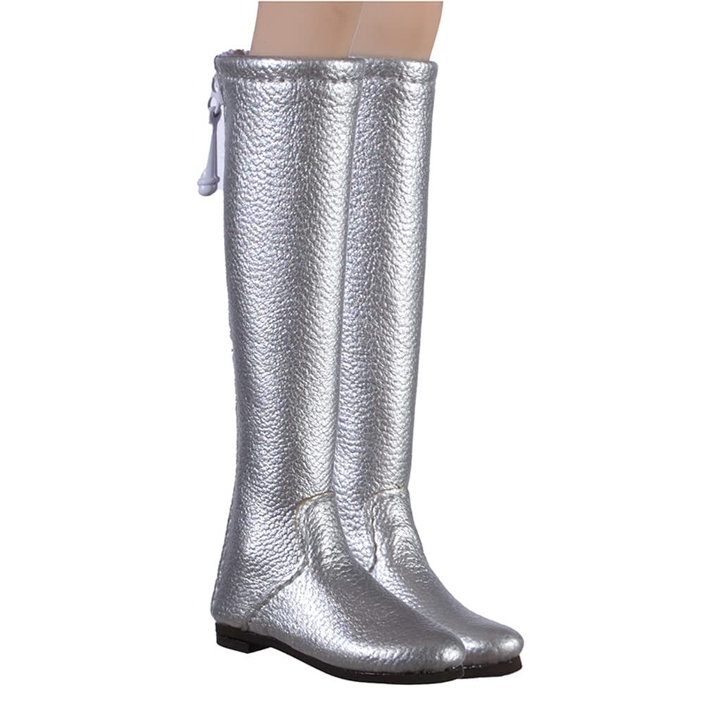 Chaussures plates 1/6 femme argent bottes fines figurine PH TBL JO