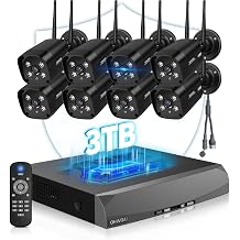 Dual Antennas & 130 Wide AngleWireless Security Camera System Outdoor, Wireless Cameras for Home Security, Surveillance Video Systems DVR Kits